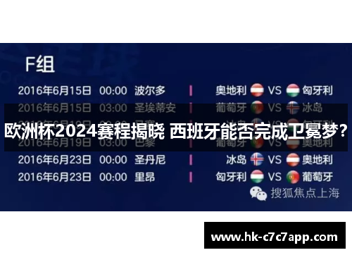 欧洲杯2024赛程揭晓 西班牙能否完成卫冕梦? 欧洲杯2024赛程揭晓 西班牙能否完成卫冕梦?